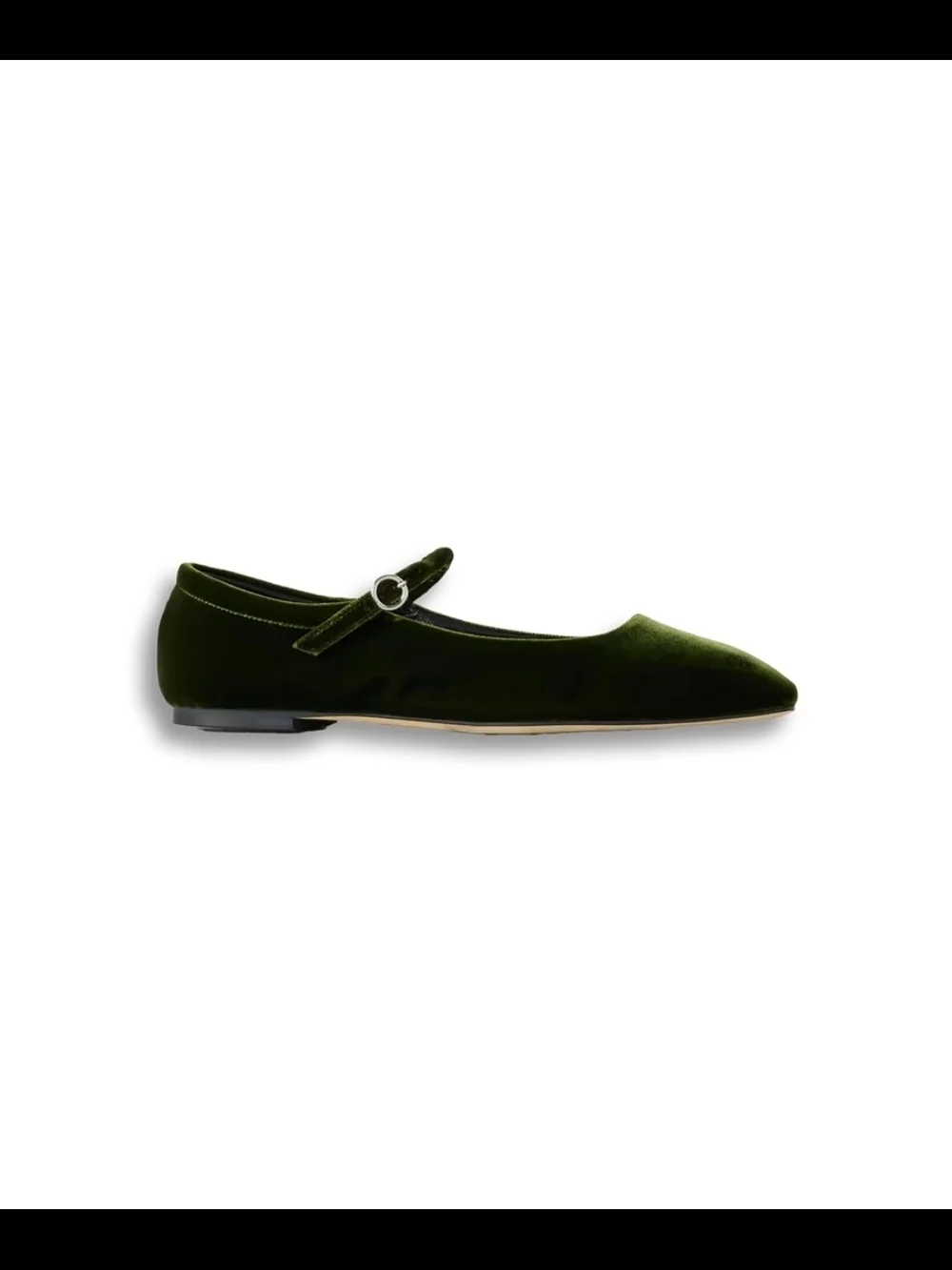 Aeyde Olive Green Velvet Mary Jane Flat